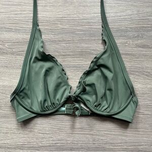 Victoria's Secret Sage Bikini Top Lettuce Edge Halter